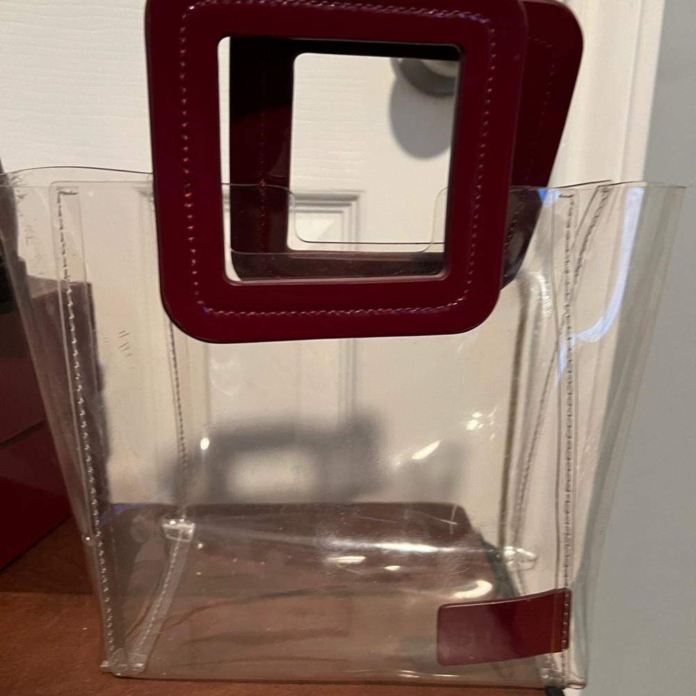 Used Staud Vinyl Purse - Burgundy Small Tote